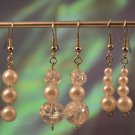 Blessed Trinity- Clear Crackled Beading with Ivory Simulated Pearl Earring Dangles