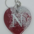 Custom Heart Keychain Red and Glitter