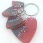 Heart Keychain Set Red, Black and Glitter Personalized