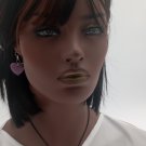 Heart Keychain Set Pink and Glitter Personalized