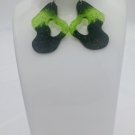 Oval Hoop Earrings Lime Black