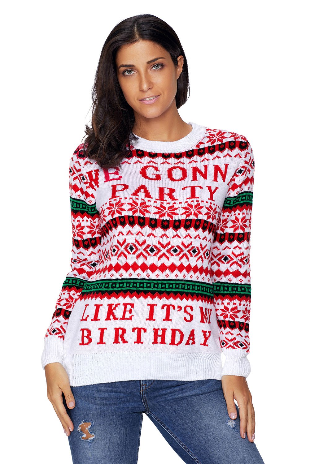 White WE GONNA PARTY Ugly Christmas Sweater