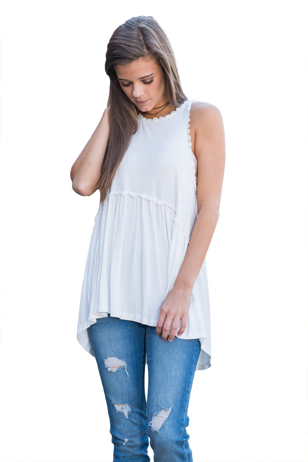 White Flower Child Tank