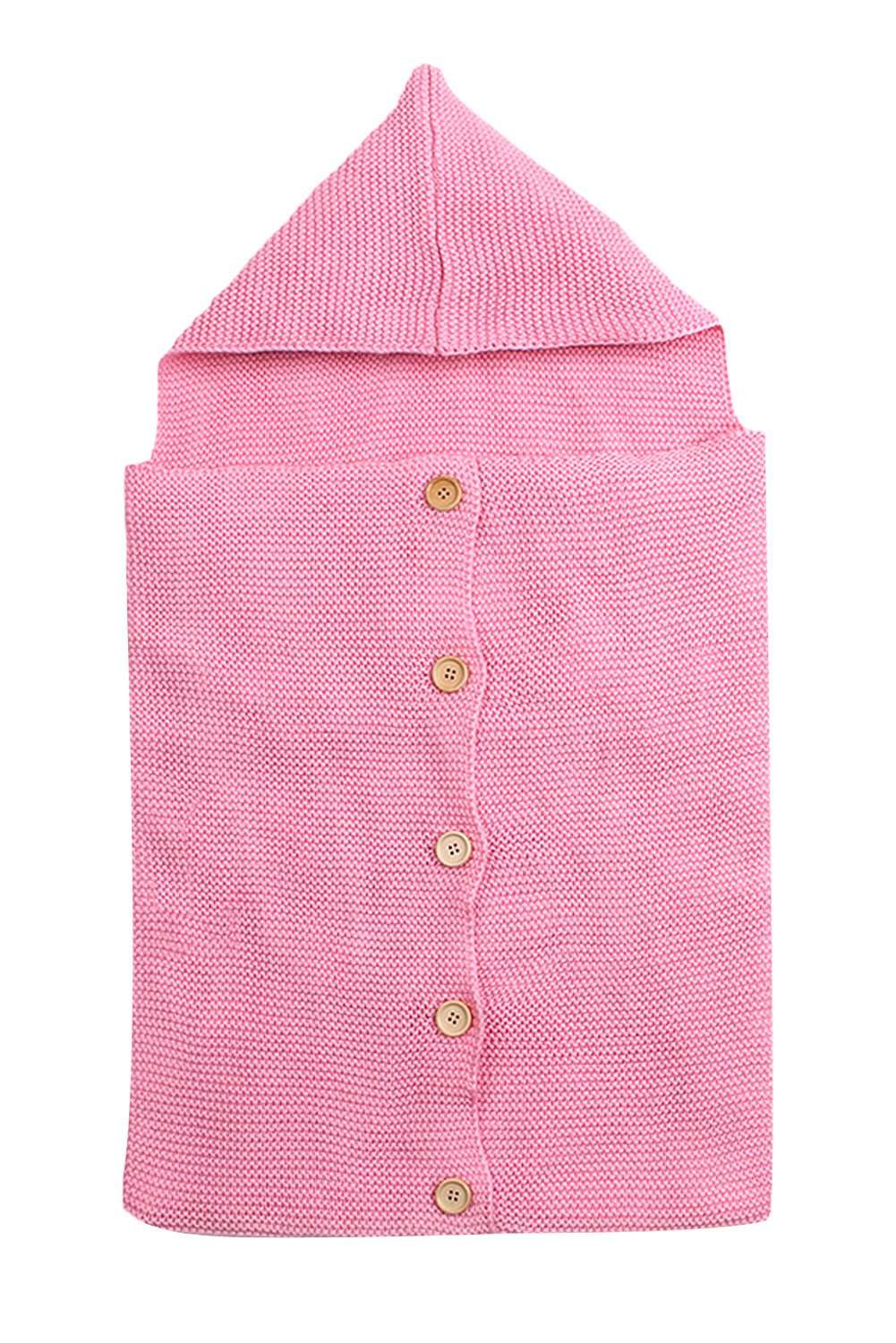 Pink Knit Hooded Infant Receiving Blanket