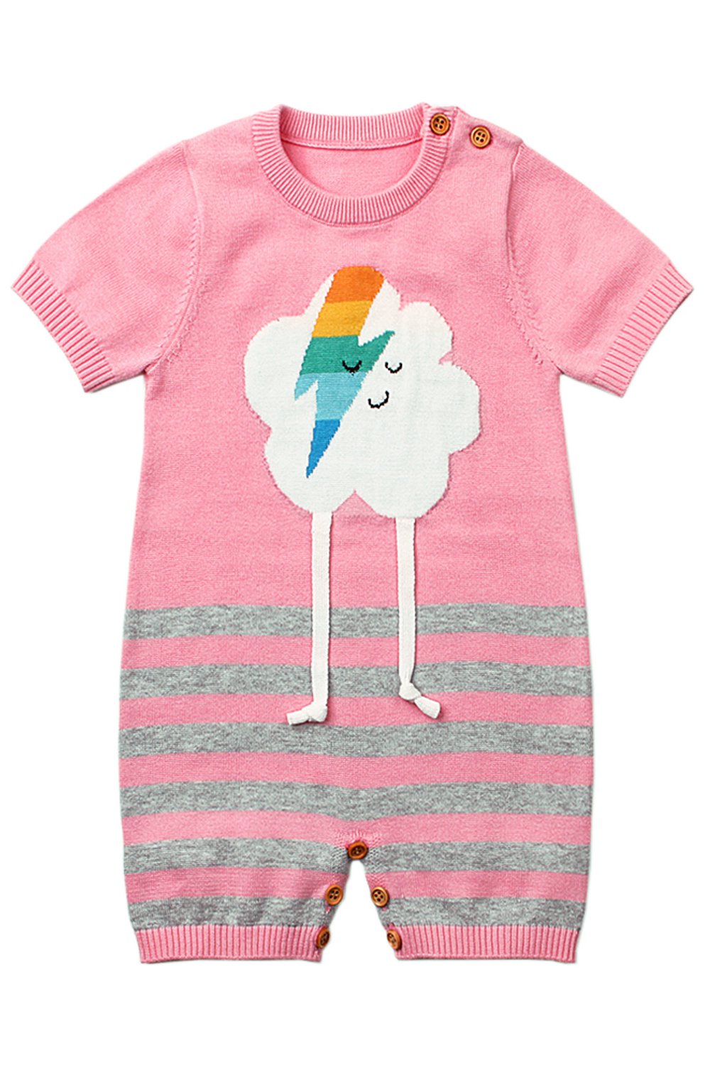 Pink Cute Cloud Pattern Knit Newborn Baby Romper