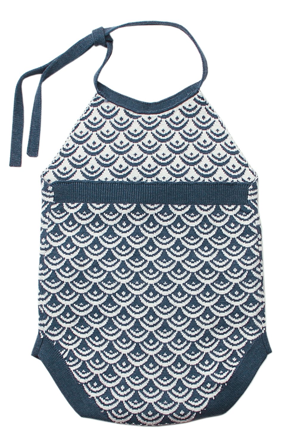 Blue Newborn Baby Sleeveless Knit Scale Romper
