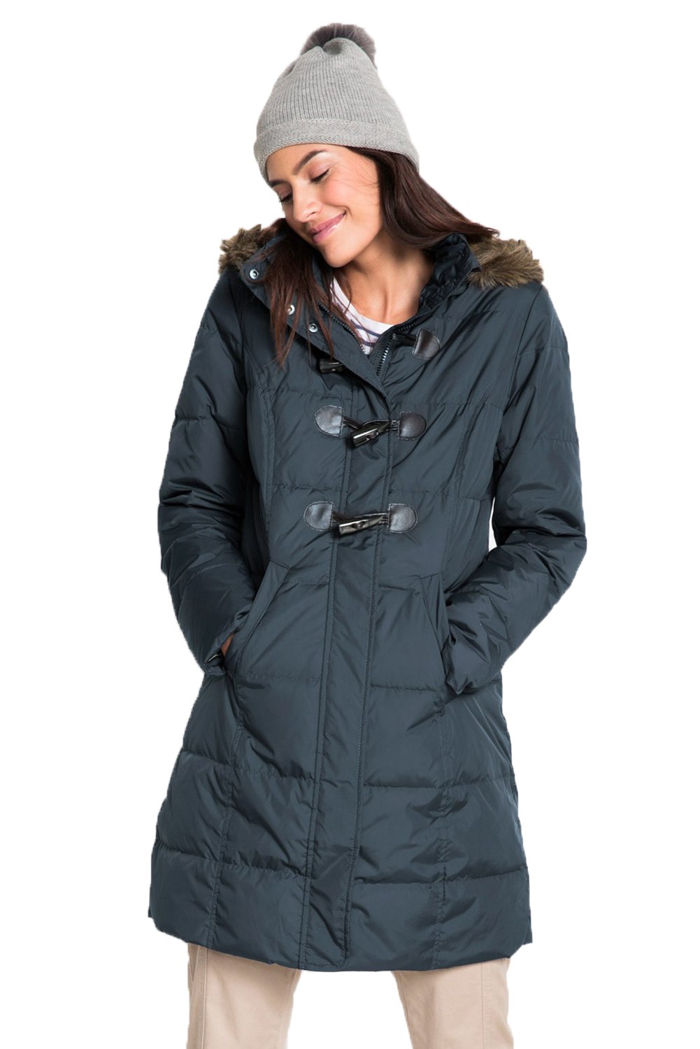 Gray Toggle Button Quilted Coat