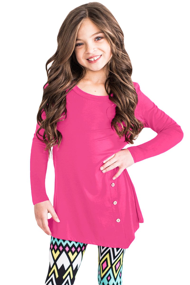 Rose Little Girl Long Sleeve Button Tunic