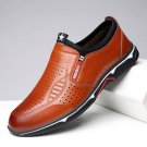 Casual Business Loafers, Genuine Leather, Breathable Hollow
