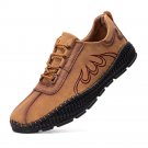 Microfiber Hand Stitching Crocodile Grain Soft Sole Flame Pattern Lace Up Shoes