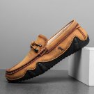 Cowhide Leather Breathable Soft Sole Slip On Brief Solid Driving Shoes