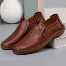 Men Microfiber Breathable Hand Stitching Non Slip Slip On Business Shoes