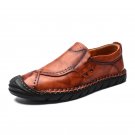 Men Hand Stitching Comfy Non Slip Wearable Sole Casual Leather Shoes