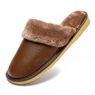 Men Genuine Leather Plush Soft Wear Resistant Casual Home Cotton Slippers