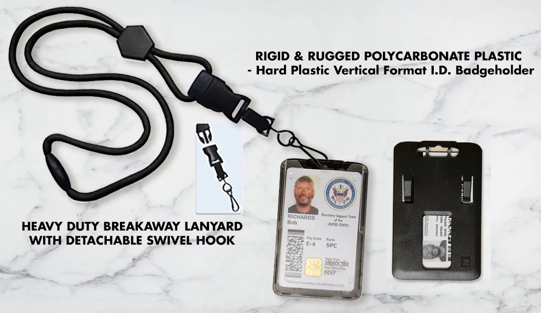 Military Style ID Card Lanyard ID Holder Set