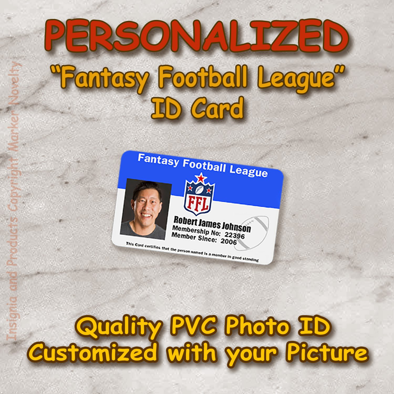 Personalized Fantasy Football League Quality PVC Photo Id
