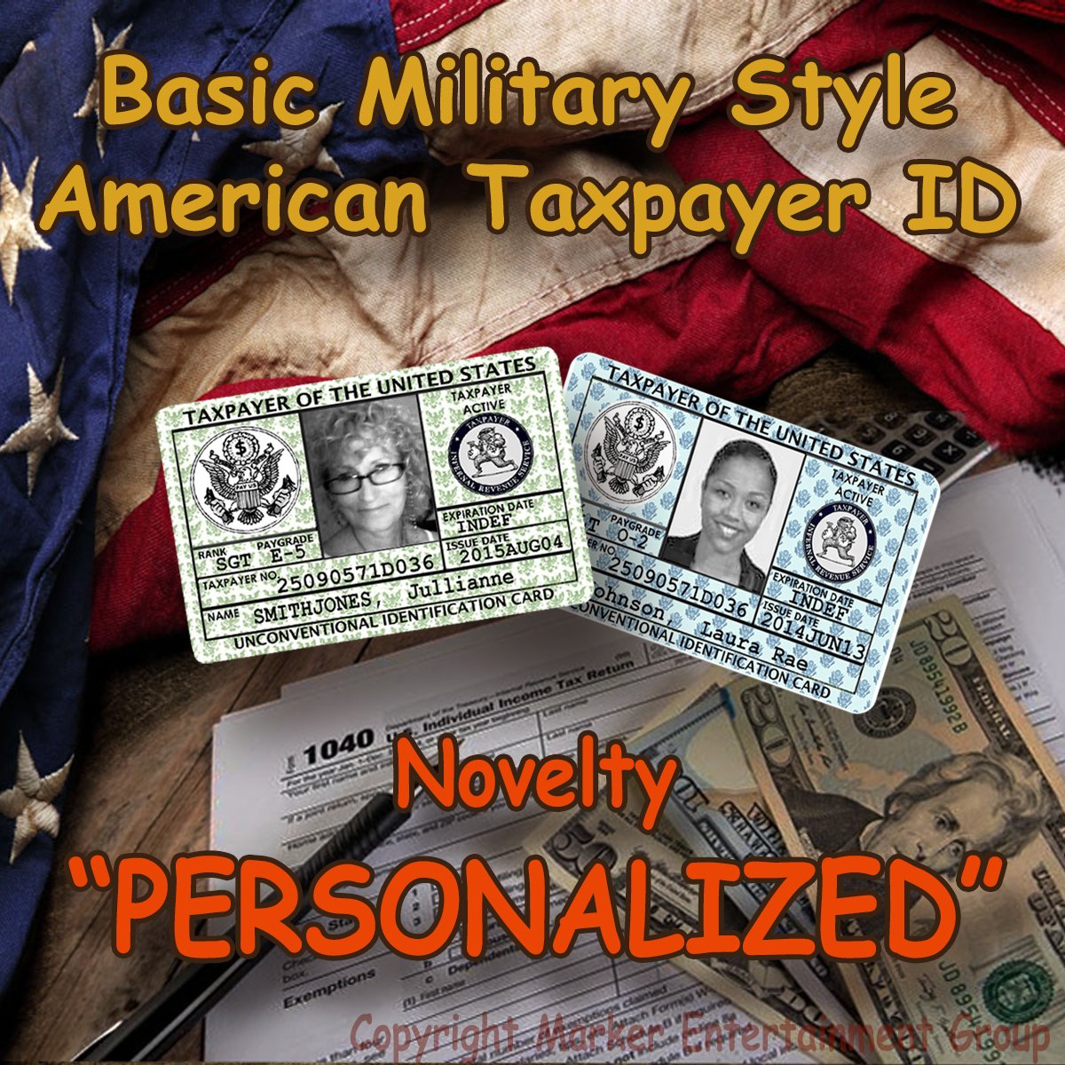 Novelty Personalized "TAXPAYER" Basic Green or Blue