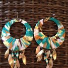 multi colored fabric covered hoop earrings
