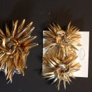 Star burst gold tone costume earring and ring set