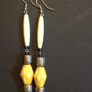 Long drop beaded wood handcrafted earrings