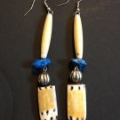 One of a kind Handcrafted beaded wooden drop earrings