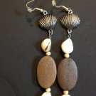One of a kind Handcrafted beaded wooden drop earrings