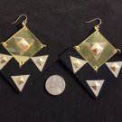 Black and gold multiple diamond spiky fashion earrings