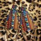 Tribal print mega triangle fashion earrings