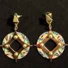 Round print open diamond gold fashion earring