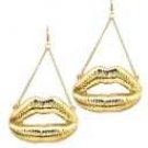 Gold lips drop chain gold fashion earring