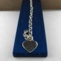 925 Sterling Silver Cable Link Heart 7" Bracelet