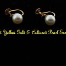 14Kt Yellow Gold Cultured Pearl Earrings with Screw Backs