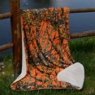 Orange Camo 50x70 Sherpa Mink Throw Style Blankets