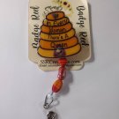 Handmade Honey Bee Hive Badge Reel ID Holder with Beads Handmade Honey Bee Hive Badge Reel ID Holder with Beads