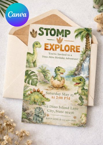 Dino Stomp Explore Invitation