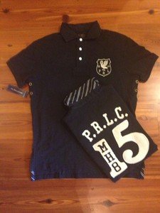 Polo Ralph Lauren Dragon Rowing Crest Patch 15 PRLC Rugby Black Shirt MEDIUM