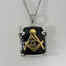 Engravable Free Mason Pendant Freemasonry Pillars Stainless Steel Necklace Chain