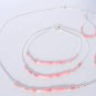Sterling Silver .925 Full Set Necklace Earring Bracelet Anklet Pink Spiny Oyster