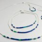 Sterling Silver .925 Full Set Necklace Earrings Bracelet Anklet Azurite Heishi