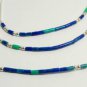 Sterling Silver .925 Full Set Necklace Earrings Bracelet Anklet Azurite Heishi