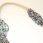 20 Strand Multi-Color White Blue Seed Bead Necklace Quill Wrap Southwest Design