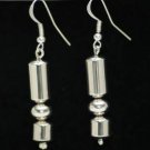 Navajo Bar Tube Sterling Silver Hook Dangle Earring Made USA Indian Margaret Lee