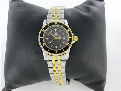 LADIES TAG HEUER PROFESSIONAL 200 METERS WATCH TWO TONE GOLD STEEL BLACK DIAL