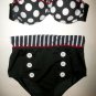 NEW Bikini High Waist Small ❤ Pin Up S Retro Bandeau StraplessTop Bottom Swimsuit 3 4 6