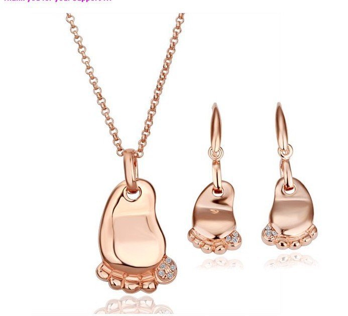 18KS005 18K Gold Plated Sets Health Jewelry Nickel Free K Golden Plating Platinum Rhinestone