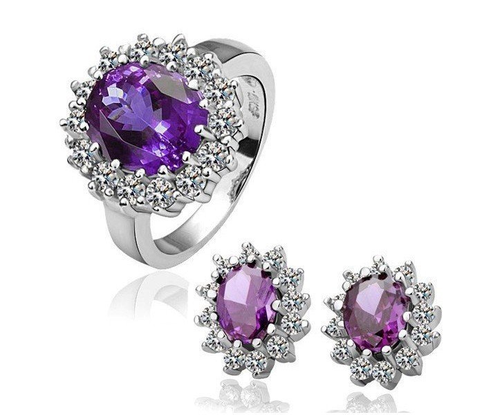 18KS019 18K Gold Plated Sets Health Jewelry Nickel Free K Golden Plating Platinum Rhinestone