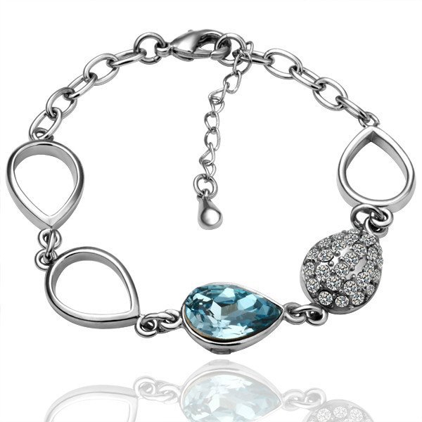 18KGP B001 Blue-Stone Fashion Bracelet 18K Plated Plating Platinum Jewelry Nickel Free