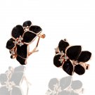 18KGP E018 Gold Black Rose Freeshipping,18K gold plated earrings, Fashion jewelry, nickel free