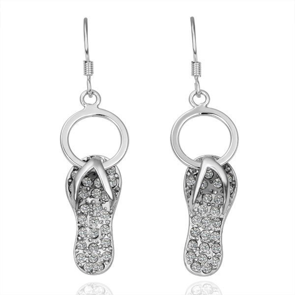 18KGP E087 18K Platinum Plated Earrings Health Jewelry Rhinestone