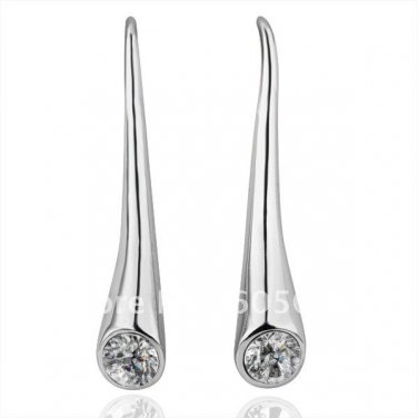 18KGP E096 18K Platinum Plated Earrings Health Jewelry Nickel Free Rhinestone